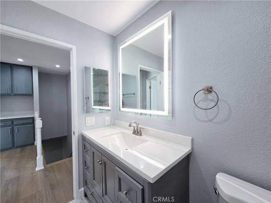 Bathroom, Interior, Recessed Lighting, Wood Texture Flooring
