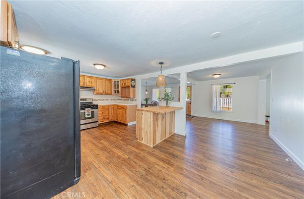 Interior, Kitchen, Pendant Lights, Stainless Steel Appliances, Wood Texture Flooring