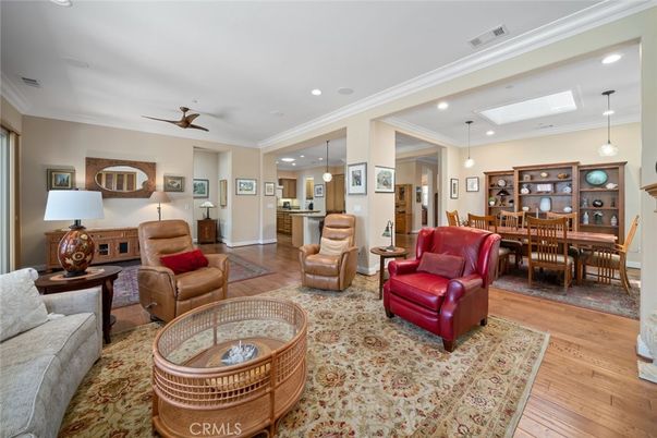 Dining room, Interior, Kitchen, Living room, Pendant Lights, Recessed Lighting, Wood Texture Flooring