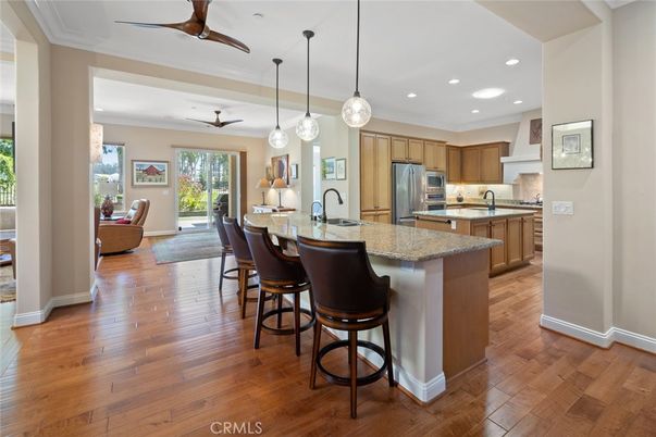 Interior, Kitchen, Living room, Pendant Lights, Recessed Lighting, Stainless Steel Appliances, Wood Texture Flooring
