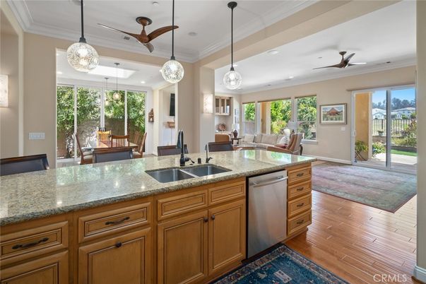 Dining room, Interior, Kitchen, Living room, Pendant Lights, Recessed Lighting, Wood Texture Flooring