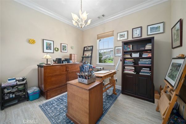 Chandelier, Home Office, Interior, Wood Texture Flooring
