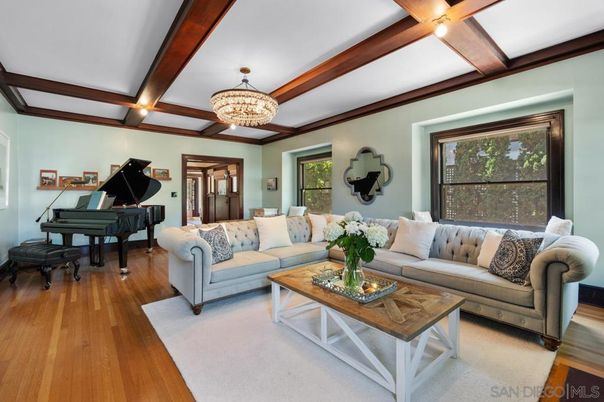 Chandelier, Interior, Living room, Piano, Wooden Beams, Wood Texture Flooring