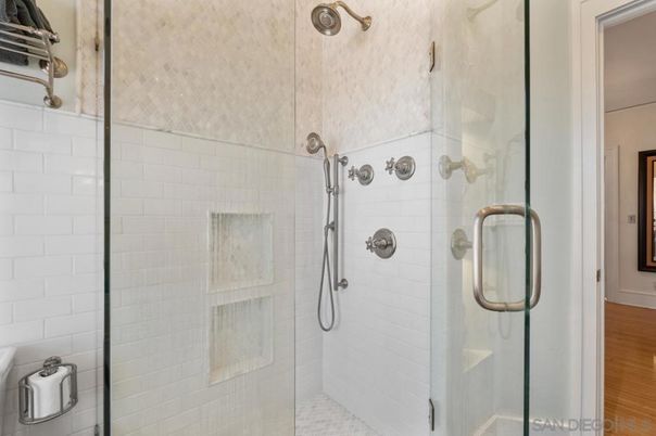Bathroom, Glass Shower, Interior, Wood Texture Flooring