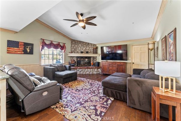 Fireplace, Interior, Living room, Stone Walls, Wood Texture Flooring