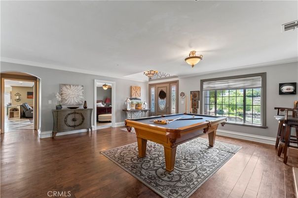 Billiard Table, Game Room, Interior, Wood Texture Flooring