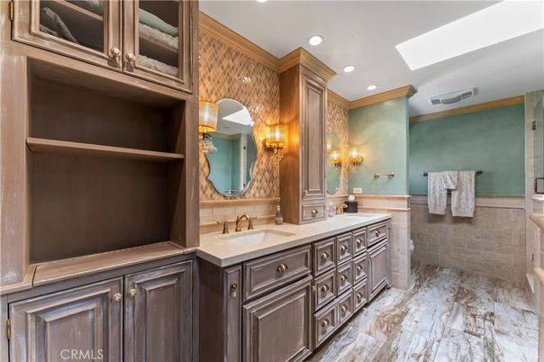 Bathroom, Dual Sink Vanities, Interior, Marble, Recessed Lighting