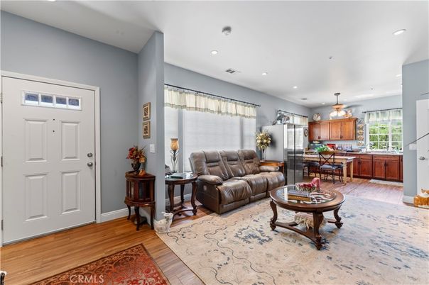 Interior, Kitchen, Living room, Recessed Lighting, Stainless Steel Appliances, Wood Texture Flooring