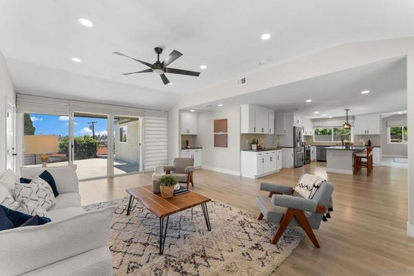 Interior, Kitchen, Living room, Pendant Lights, Recessed Lighting, Wood Texture Flooring