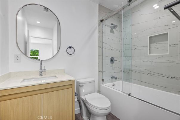 Bathroom, Glass Shower, Interior, Marble Walls, Recessed Lighting