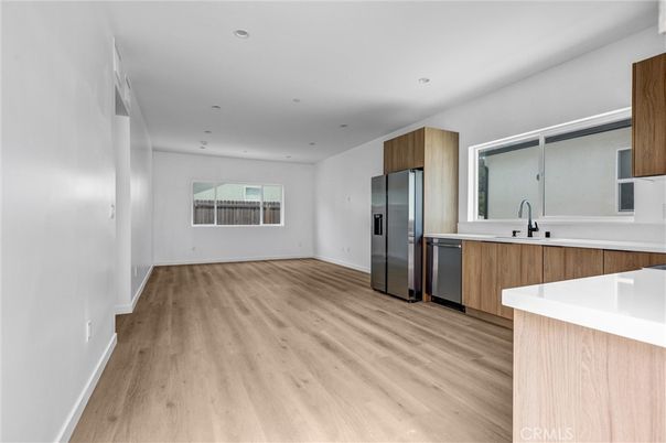 Interior, Kitchen, Recessed Lighting, Wood Texture Flooring