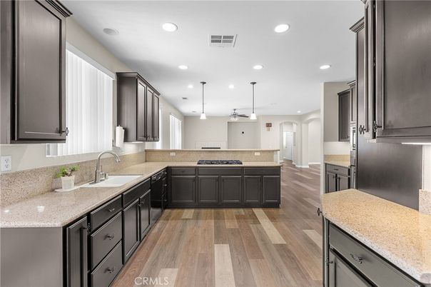Interior, Kitchen, Pendant Lights, Recessed Lighting, Wood Texture Flooring