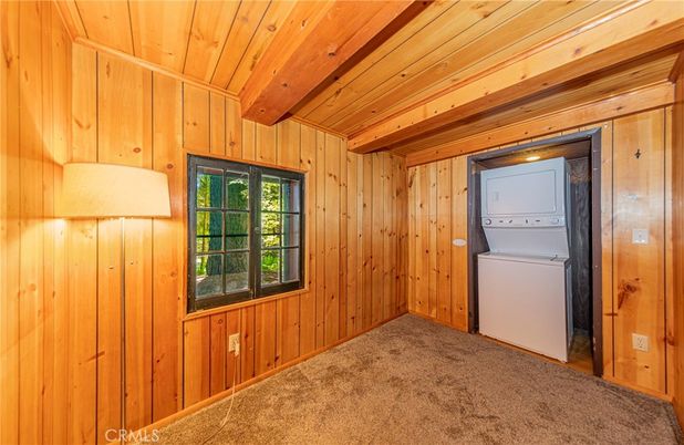 Empty room, Interior, Utility Closets, Washer, Wooden Beams, Wooden Ceilings, Wooden Walls