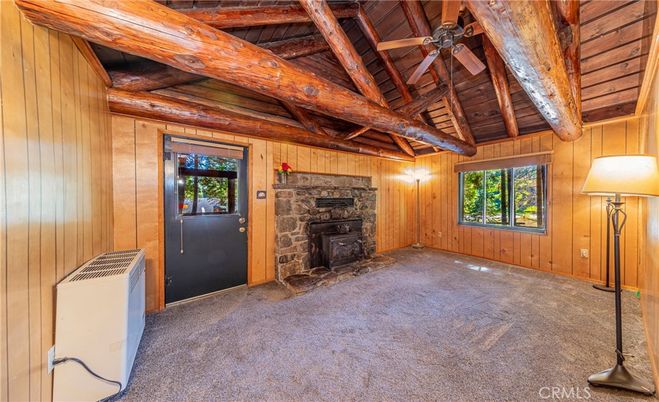 Empty room, Fireplace, Interior, Wooden Beams, Wooden Ceilings, Wooden Walls