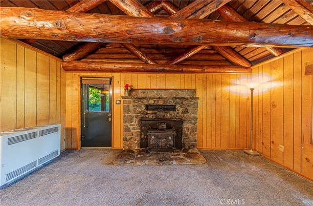 Empty room, Fireplace, Interior, Wooden Beams, Wooden Ceilings, Wooden Walls