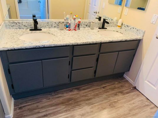 Bathroom, Dual Sink Vanities, Interior, Wood Texture Flooring