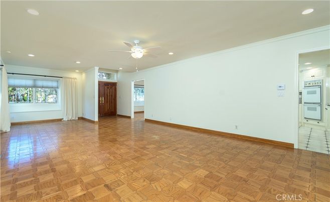 Empty room, Interior, Kitchen, Recessed Lighting, Wood Texture Flooring