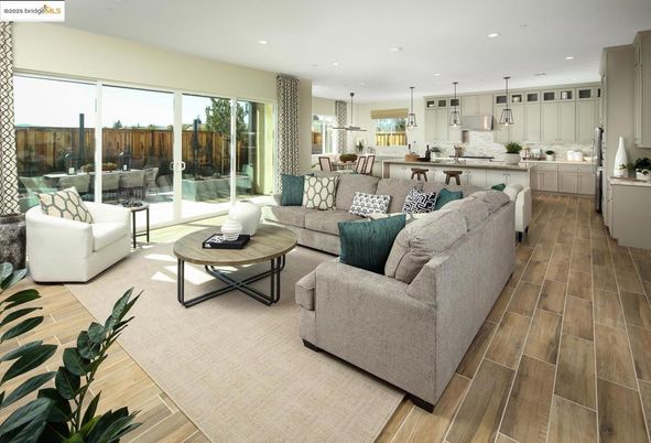 Interior, Kitchen, Living room, Pendant Lights, Recessed Lighting, Wood Texture Flooring