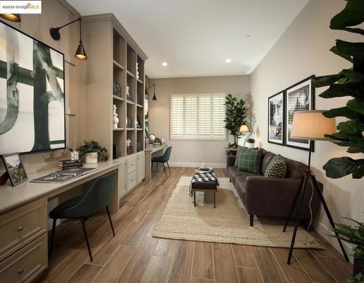 Home Office, Interior, Recessed Lighting, Wood Texture Flooring