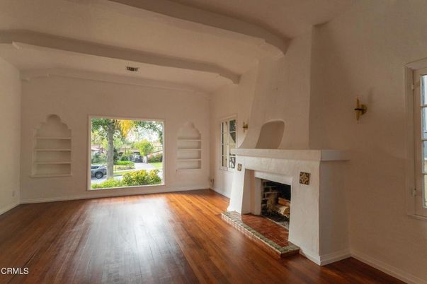 Empty room, Fireplace, Interior, Wood Texture Flooring