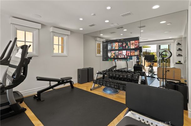Fitness Equipment, Interior, Recessed Lighting, Wood Texture Flooring