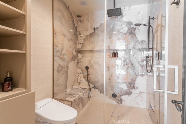 Bathroom, Glass Shower, Interior, Marble Walls