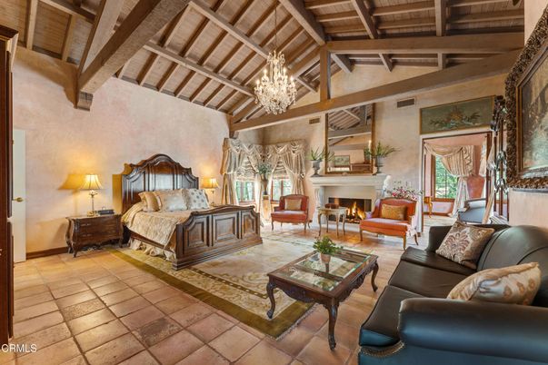 Bedroom, Chandelier, Fireplace, Interior, Living room, Wooden Beams, Wooden Ceilings