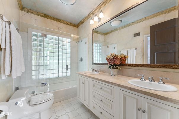 Bathroom, Dual Sink Vanities, Glass Shower, Interior