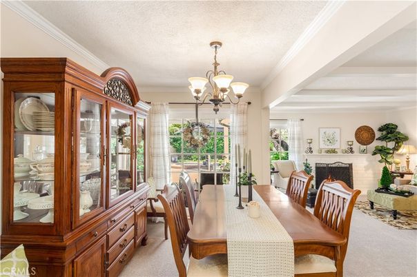 Chandelier, Dining room, Fireplace, Interior