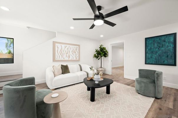 Interior, Living room, Recessed Lighting, Wood Texture Flooring
