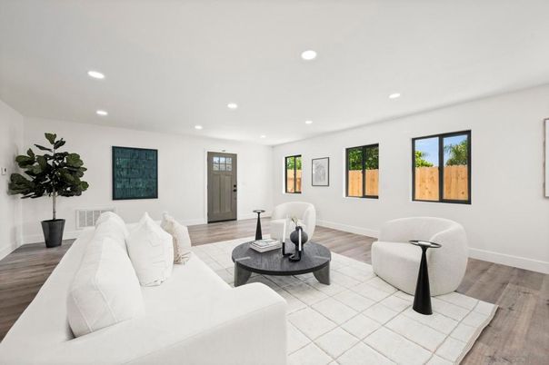 Interior, Living room, Recessed Lighting, Wood Texture Flooring