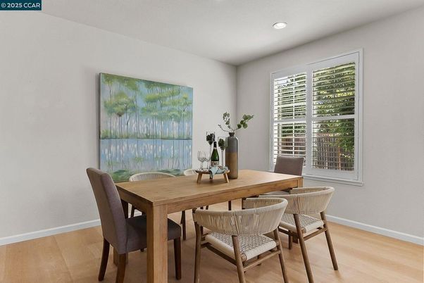 Dining room, Interior, Recessed Lighting, Wood Texture Flooring