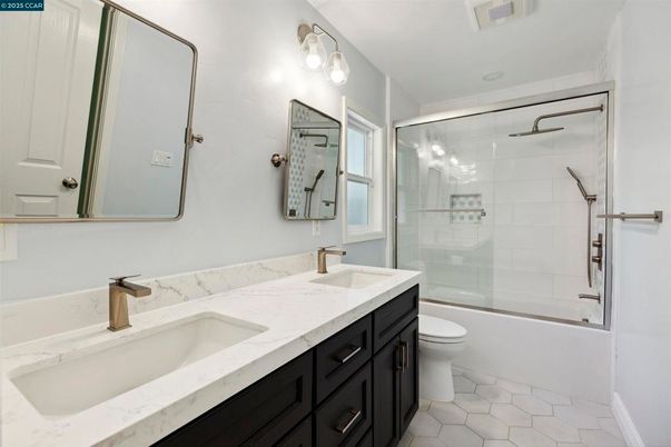 Bathroom, Dual Sink Vanities, Glass Shower, Interior