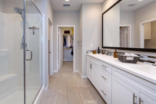 Bathroom, Dual Sink Vanities, Glass Shower, Interior, Recessed Lighting