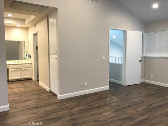 Bathroom, Empty room, Interior, Recessed Lighting, Wood Texture Flooring