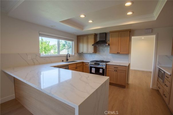 Interior, Kitchen, Recessed Lighting, Wood Texture Flooring