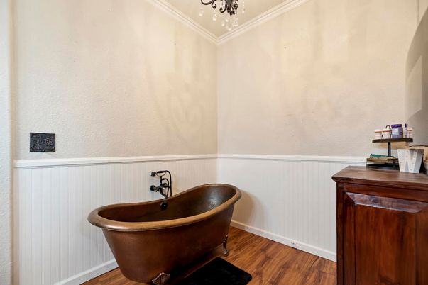 Bathroom, Free Standing Baths, Interior, Wood Texture Flooring