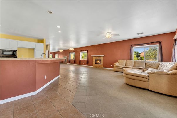 Fireplace, Interior, Kitchen, Living room, Pendant Lights, Recessed Lighting