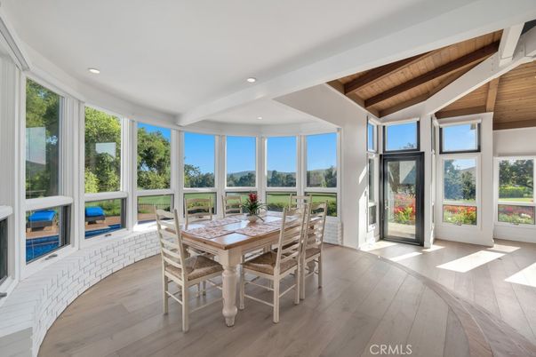 Dining room, Interior, Recessed Lighting, Wooden Beams, Wooden Ceilings, Wood Texture Flooring