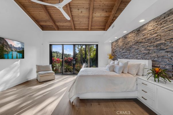 Bedroom, Interior, Recessed Lighting, Stone Walls, Wooden Beams, Wooden Ceilings, Wood Texture Flooring
