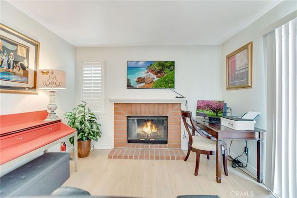 Fireplace, Home Office, Interior, Wood Texture Flooring