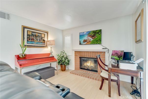 Fireplace, Home Office, Interior, Wood Texture Flooring