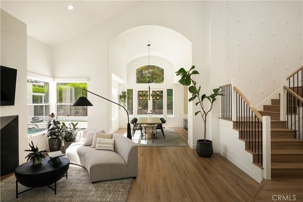 Dining room, Interior, Pendant Lights, Recessed Lighting, Wood Texture Flooring