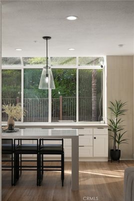 Dining room, Interior, Pendant Lights, Recessed Lighting, Wood Texture Flooring