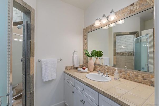 Bathroom, Glass Shower, Interior, Tile Countertops