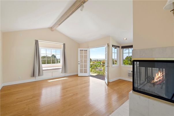 Empty room, Fireplace, Interior, Wooden Beams, Wood Texture Flooring