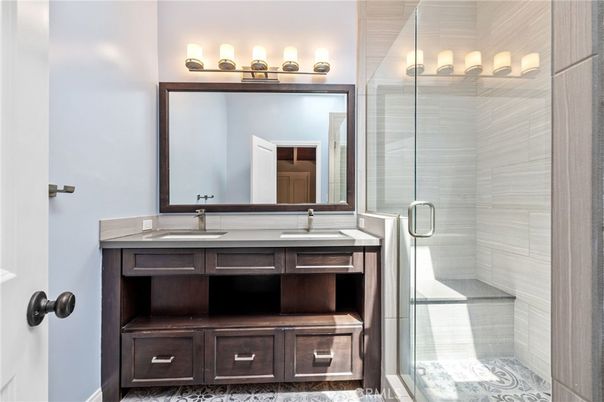 Bathroom, Dual Sink Vanities, Glass Shower, Interior