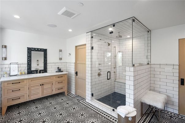 Bathroom, Glass Shower, Interior, Recessed Lighting