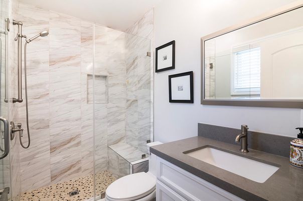 Bathroom, Glass Shower, Interior, Marble Walls