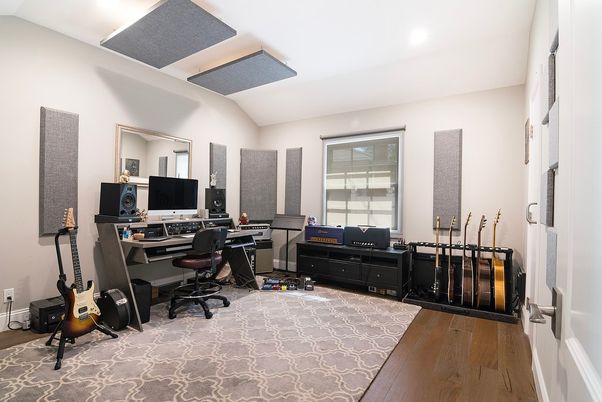 Home Office, Interior, Recessed Lighting, Wood Texture Flooring
